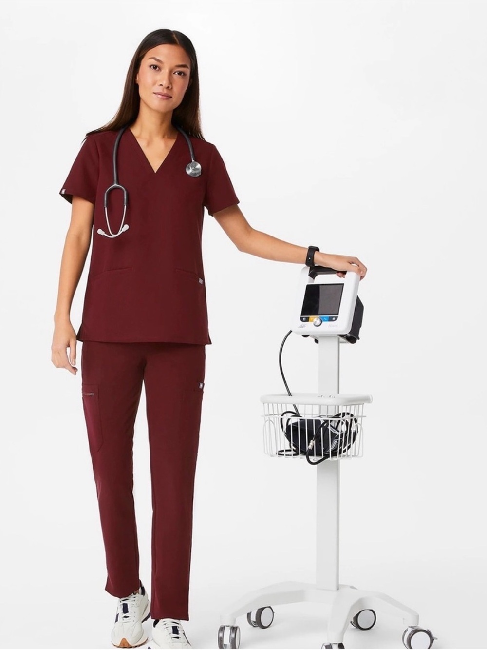 FIGS Casma Burgundy Scrub Top FW1100 Small - Picture 2 of 9